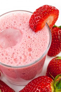 healthy strawberry smoothie isolated on white background