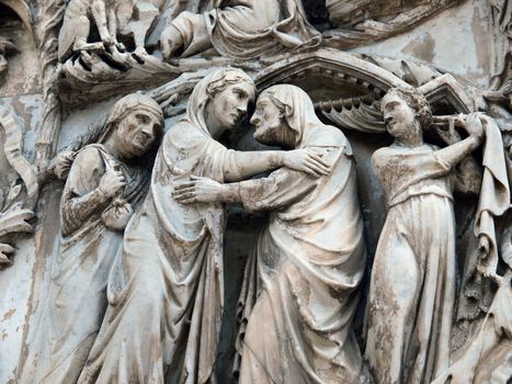Orvieto Duomo facade. The third pillar with stories from the New Testament
. Visitation--Mary 