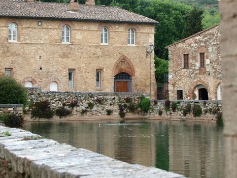 Bagno Vignoni in Tuscany.  Spa known for the Middle Ages  