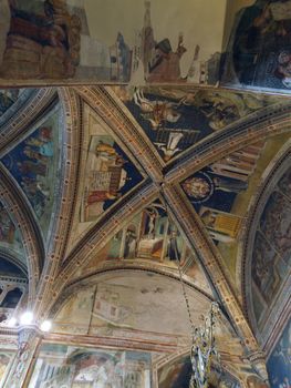 Orvieto - Duomo interior. Chapel of the Corporal added between 1350 - 1356 to the north arm of the transept. The chapel takes name from the relic of the Eucharistic miracle of Bolsena