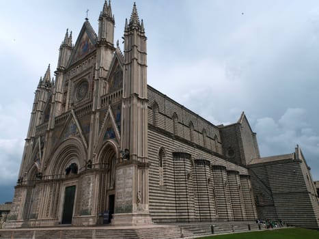 Orvieto - Duomo facade.West front of the Gothic facade of the Orvieto Cathedral, designed by Lorenzo Maitani.