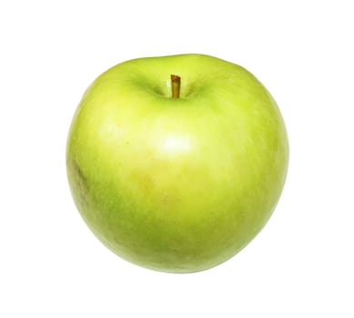 Ripe green apple on white background is insulated