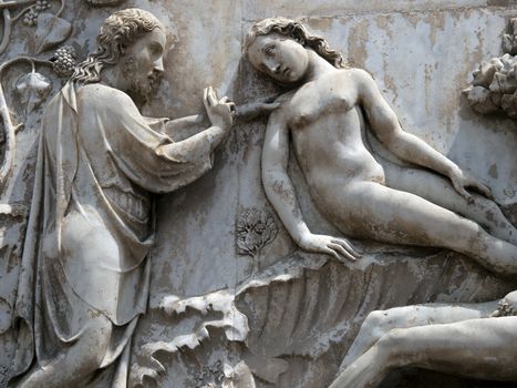 orvieto - Duomo facade. The first pillar: scenes from Genesis. Creating Eve .