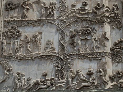 Orvieto - Duomo facade. The first pillar: scenes from Genesis