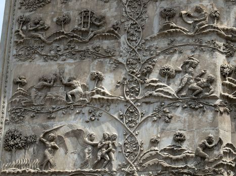 Orvieto - Duomo facade. The first pillar: scenes from Genesis