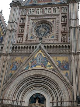 Orvieto - Duomo facade.West front of the Gothic facade of the Orvieto Cathedral, designed by Lorenzo Maitani.