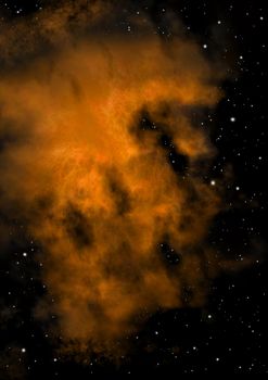 Far being shone nebula and star field against space