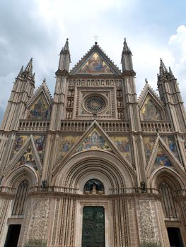 Orvieto - Duomo facade.West front of the Gothic facade of the Orvieto Cathedral, designed by Lorenzo Maitani.