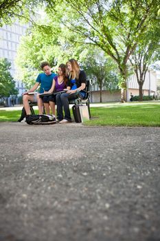 Students completing assignment at university campus