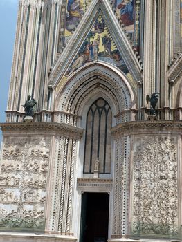 Orvieto - Duomo facade.West front of the Gothic facade of the Orvieto Cathedral, designed by Lorenzo Maitani.