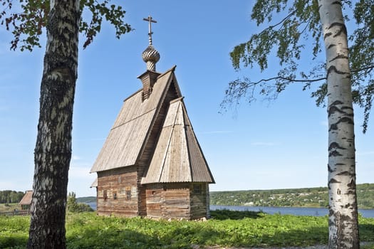 Wooden church of the Resurrection of Christ (1699) on the Levitan's Mount in Ples town, Russia