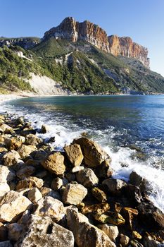 rock on the beach in mediterranean sea