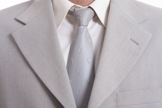 detail of a Business man Suit with silver tie