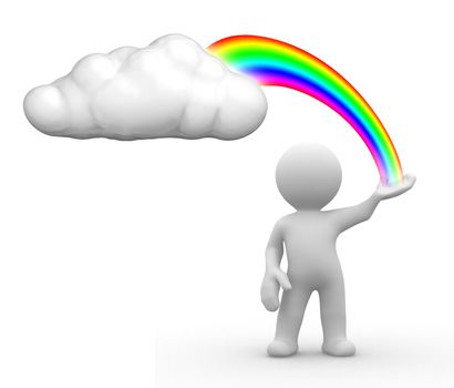 3d human with a rainbow in hand