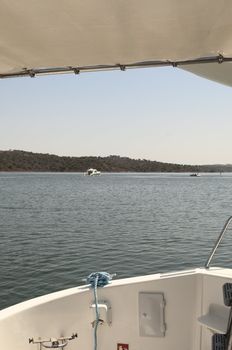 Houseboats in the lake Alqueva, Alentejo, Portugal