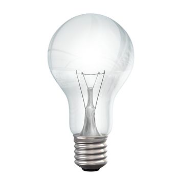 3d transparent white bulb in white background
