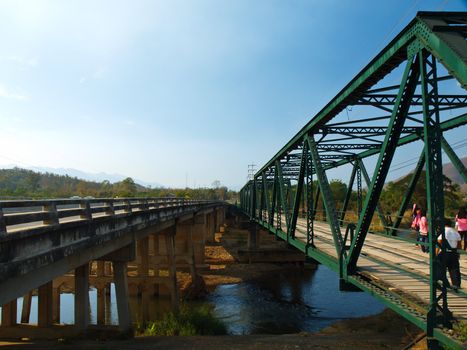 Historical bridge over the pai river in Mae hong son, Thailand