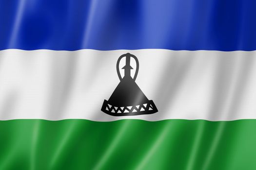Lesotho flag, three dimensional render, satin texture