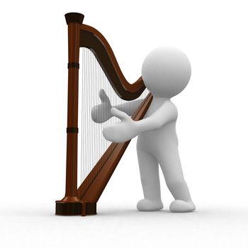 3d human play a melody to his harp
