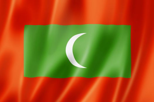 Maldives flag, three dimensional render, satin texture