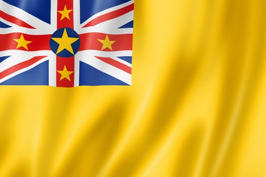 Niue flag, three dimensional render, satin texture