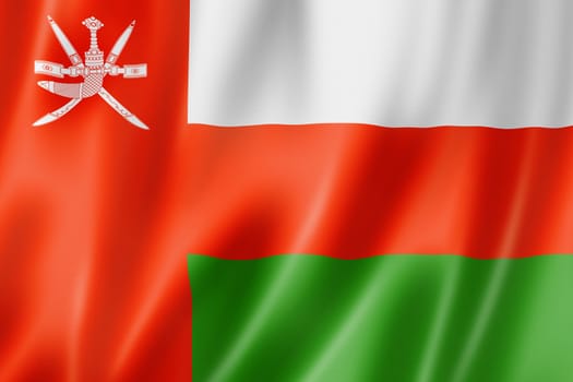 Oman flag, three dimensional render, satin texture