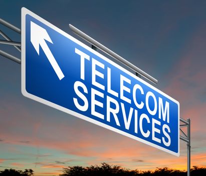 Illustration depicting a sign with a telecom services concept.