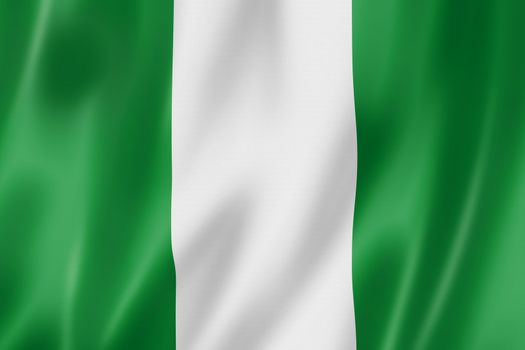 Nigeria flag, three dimensional render, satin texture