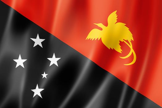 Papua New Guinea flag, three dimensional render, satin texture