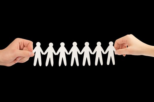 paper people in hands(man and woman)