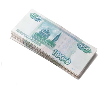 Sheaf of one thousand russian roubles bank notes