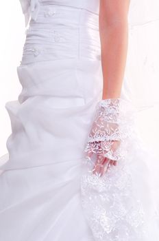 Part of a girl in beautiful wedding dress