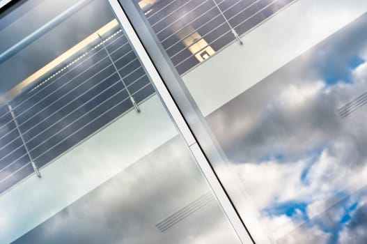 Window of a modern building with reflection