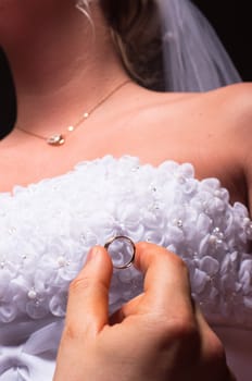 groom proposing to her bride