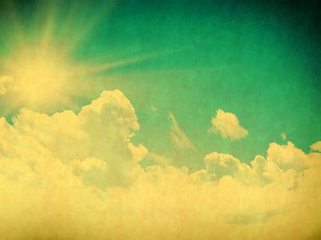 Vintage background in the blue shade with clouds