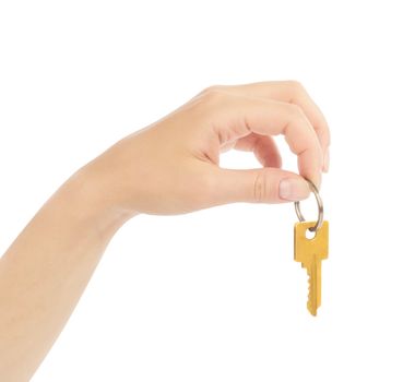 hand holds a gold key