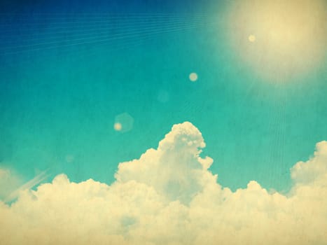 Vintage background in the blue shade with clouds