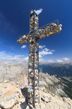 cross on Roda di Vael mount, Trentino, Italy