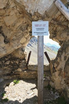First world war location on cavern in Alpine ridge