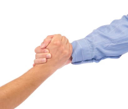 Businesspeople shaking hands isolated on white Background