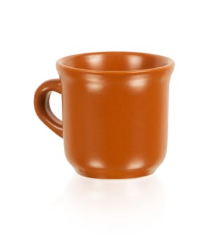 Brown cup on the white background