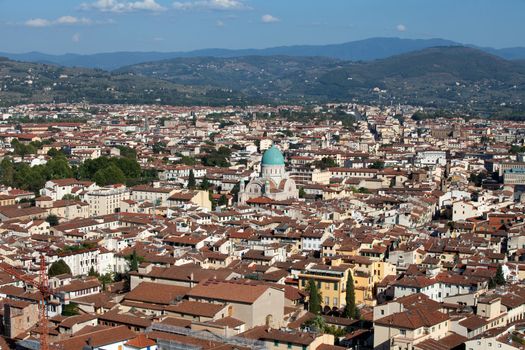 Florence - the view on main Synagogue from the dome Duomo