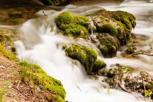 Small forest cascade horizontal shot, Krka national park, Croatia