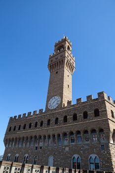  Palazzo Vecchio and the clock tower on Piazza della Signoria, Florence, Tuscany