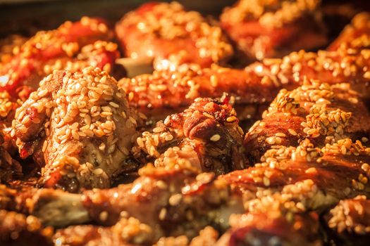 Roasted chicken wings with sesame seeds