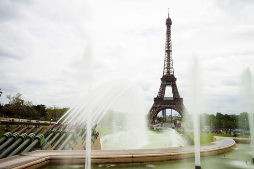 Eiffel tower with fountains