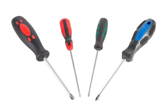 a set of screwdrivers on a white background