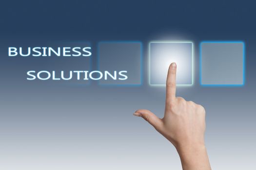 Business Solutions concept Illustration on blue-white Background