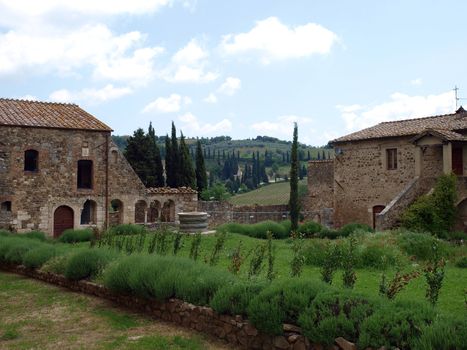 Sant Antimo Abbey near Montalcino in Tuscany, Italy
