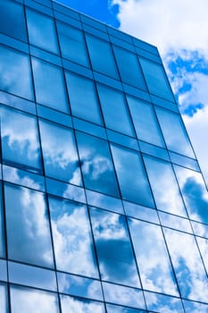 Modern building with reflection on glass